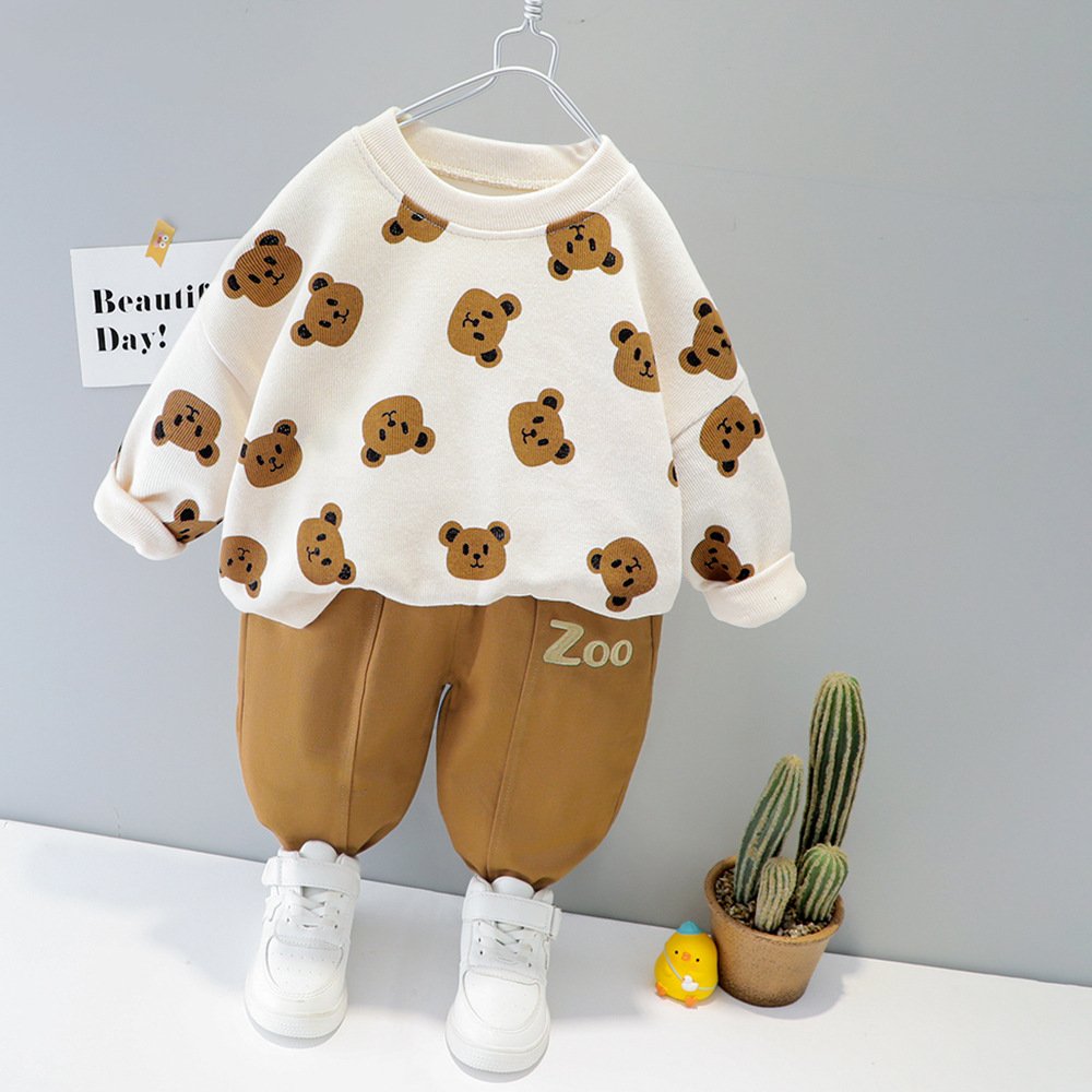 Winter Customized Baby Boys Outfit Two Piece Hoodie Kids Set Child Long Sleeve Clothing Casual Suit Tops+Pants 2PCS Outfits