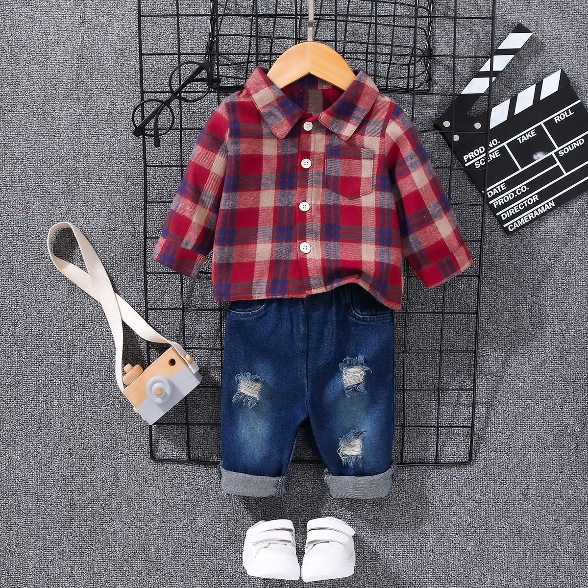 Baby clothes Spring and autumn leisure style long-sleeved boy shirt denim suit big kids clothes sets