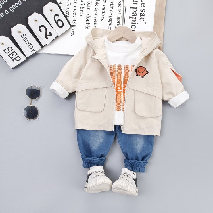 Wholesale Autumn Spring Baby Boys Long Sleeve Clothing Set Hooded Jackets+Jeans+Shirts Clothes 3PCS Outfit