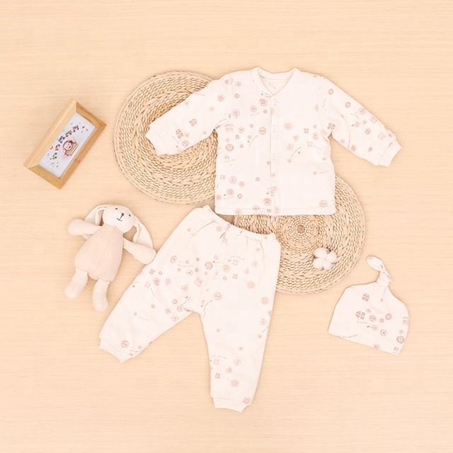 organic cotton quilted printing baby boys clothes set