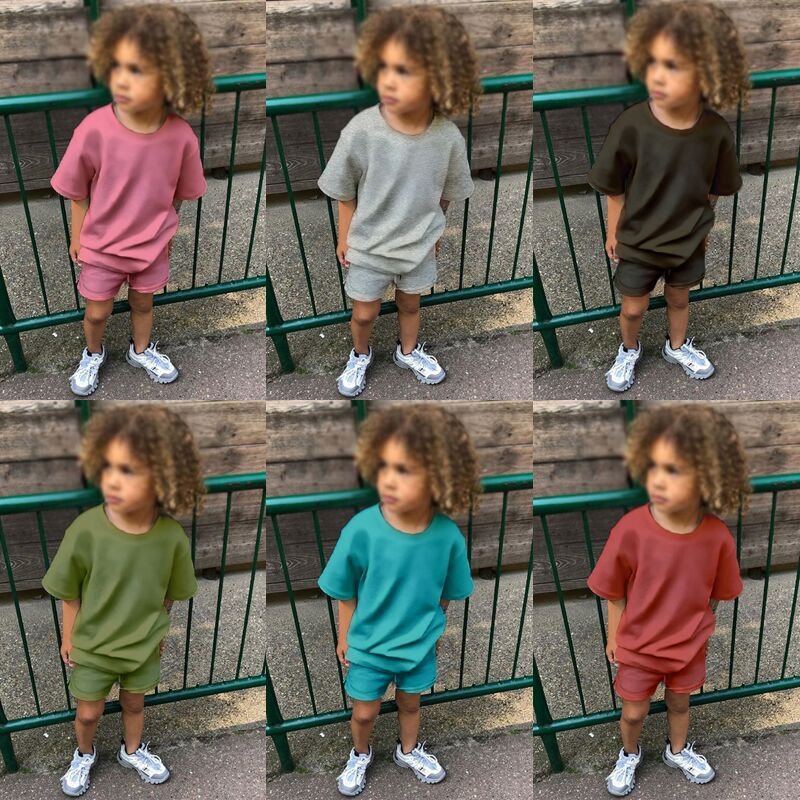 6856 Children Toddler Boys Summer Clothing Short Sleeve Tracksuits