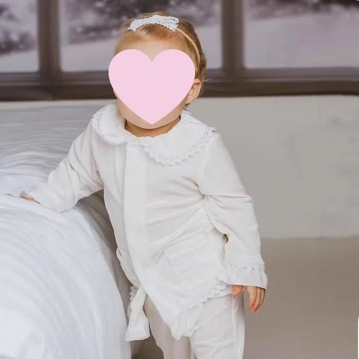 Custom toddler boys luxury sleepwear christmas kids pyjamas sets ivory white velvet baby boy pyjama