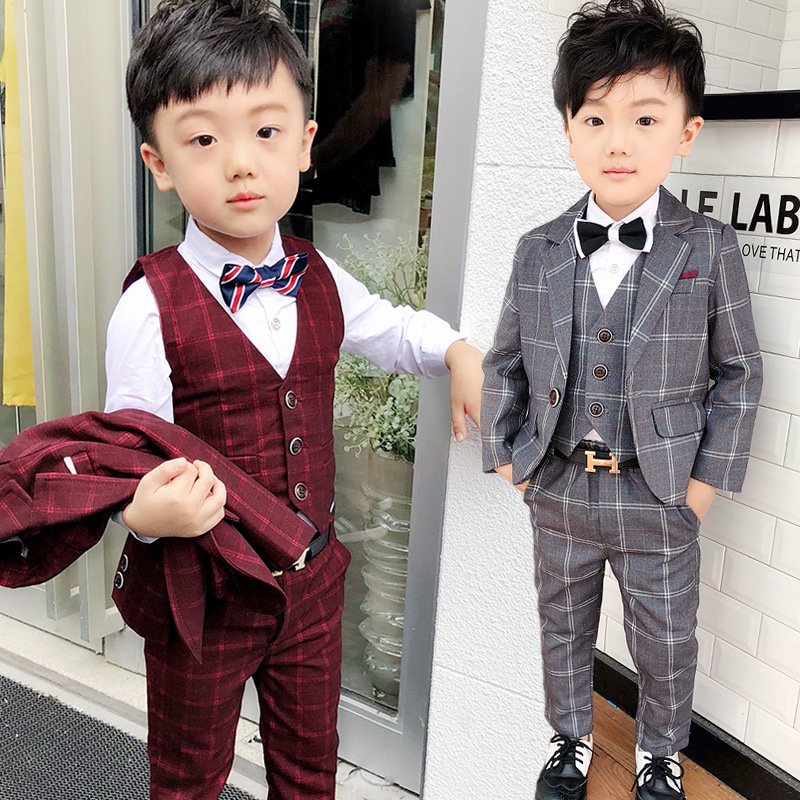 Winter Boys Suits Blazers Clothes For Wedding Party Baby boys Vest Pants Jackets 3pcs Kids Boys Outerwear Clothing Set
