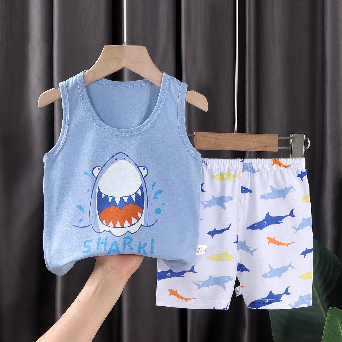 2 pcs baby boys summer clothing cute cartoon printing sleeveless tank tops shorts infant boy clothing sets
