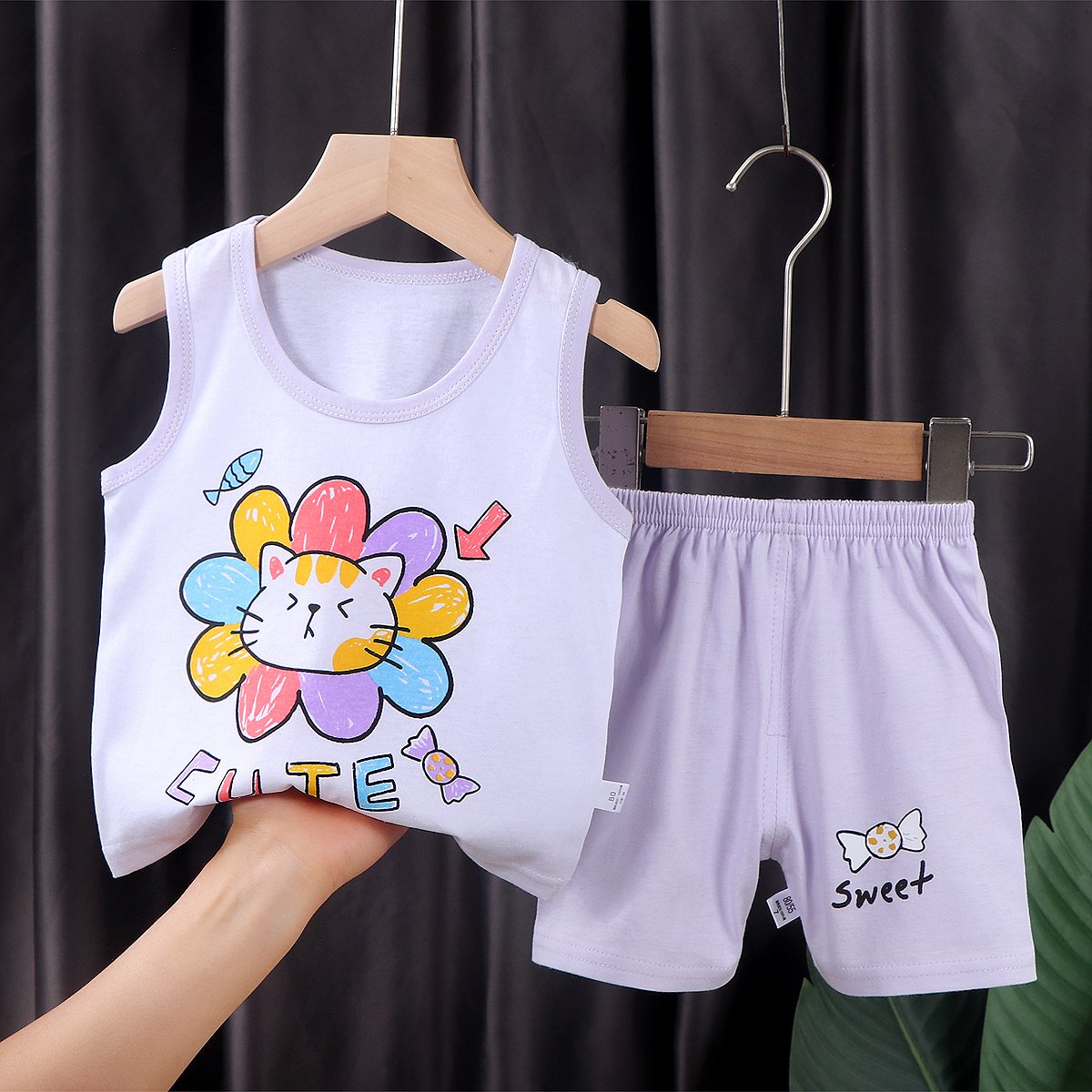 2 pcs baby boys summer clothing cute cartoon printing sleeveless tank tops shorts infant boy clothing sets