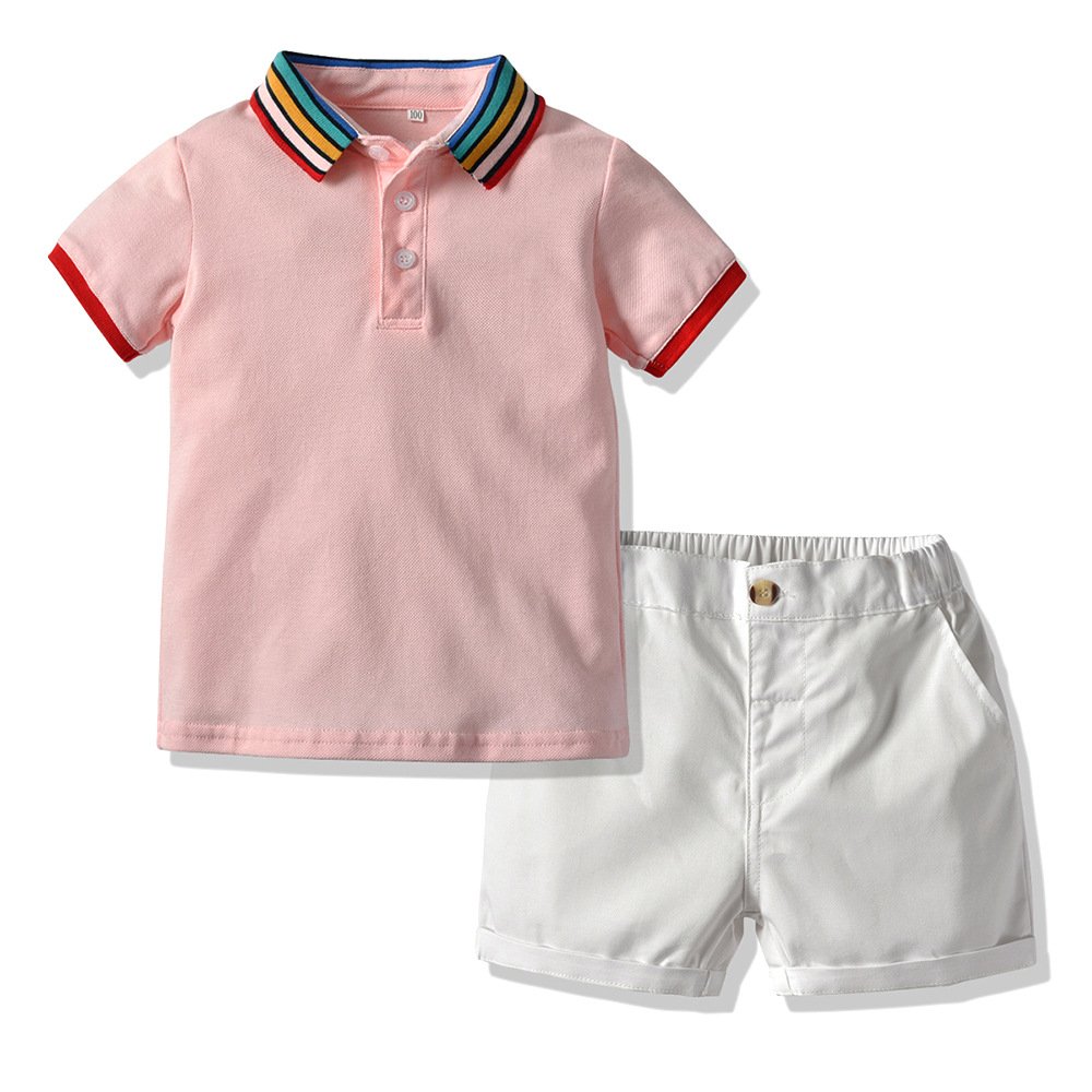 Fashion boutique poly t-shirt and shorts set summer kids clothing boy clothes