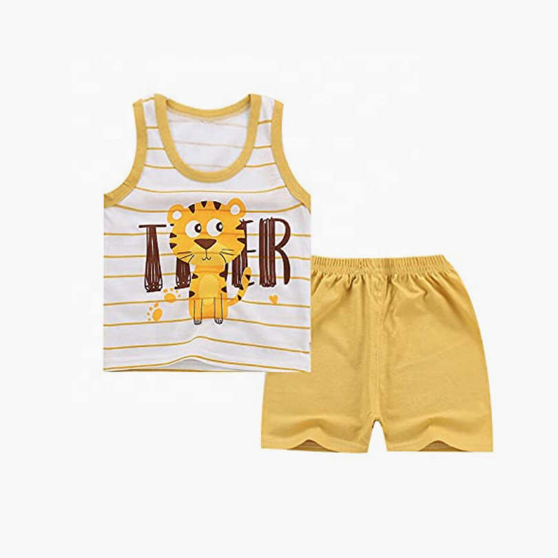 Baby Boys and baby girls sleeveless printed vest and short clothing set pack cotton baby clothing sets