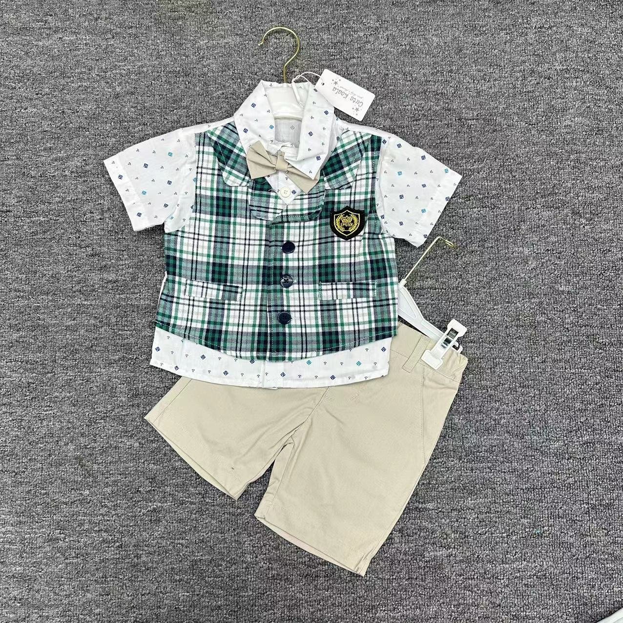 Handsome Infant Toddler Boy 6M-3T Two pieces Shirts and Shorts Set Pure Cotton Summer Short Sleeve 2 in 1 Clothes Set