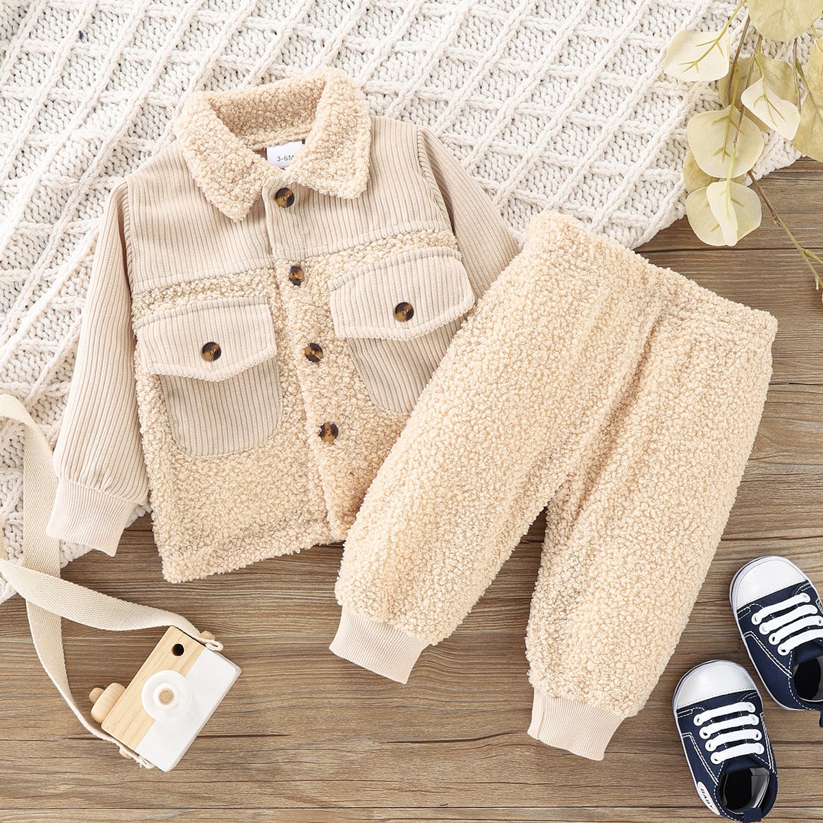 Keep warm boy clothes 2 piece set solid polar fleece kids winter boys clothing sets