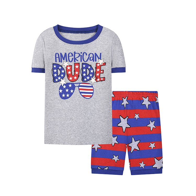 Wholesale 100% Cotton Boy Clothes Set Cool Style Combination Sports Short Sleeve T Shirt And Shorts Clothing Sets