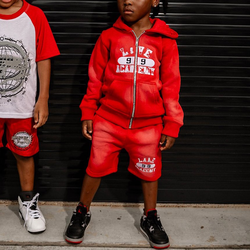 Wholesale Distressed Vintage Children Clothes Boy Clothing Sets Zipper Up Hoodie Shorts Set Kids Cotton Acid Washed Tracksuits