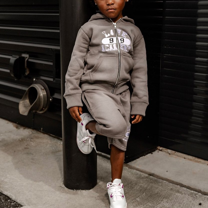 Wholesale Distressed Vintage Children Clothes Boy Clothing Sets Zipper Up Hoodie Shorts Set Kids Cotton Acid Washed Tracksuits
