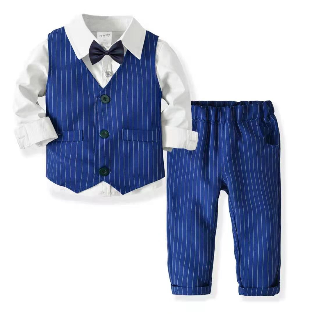 WSG47 fashion clothing set Gentleman children shirt+vest+pant boy 3 pieces suit for wedding