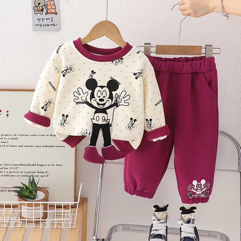Children's cartoon hoodie set 2024 new autumn and winter clothing for girls winter fashion baby cute two-piece set