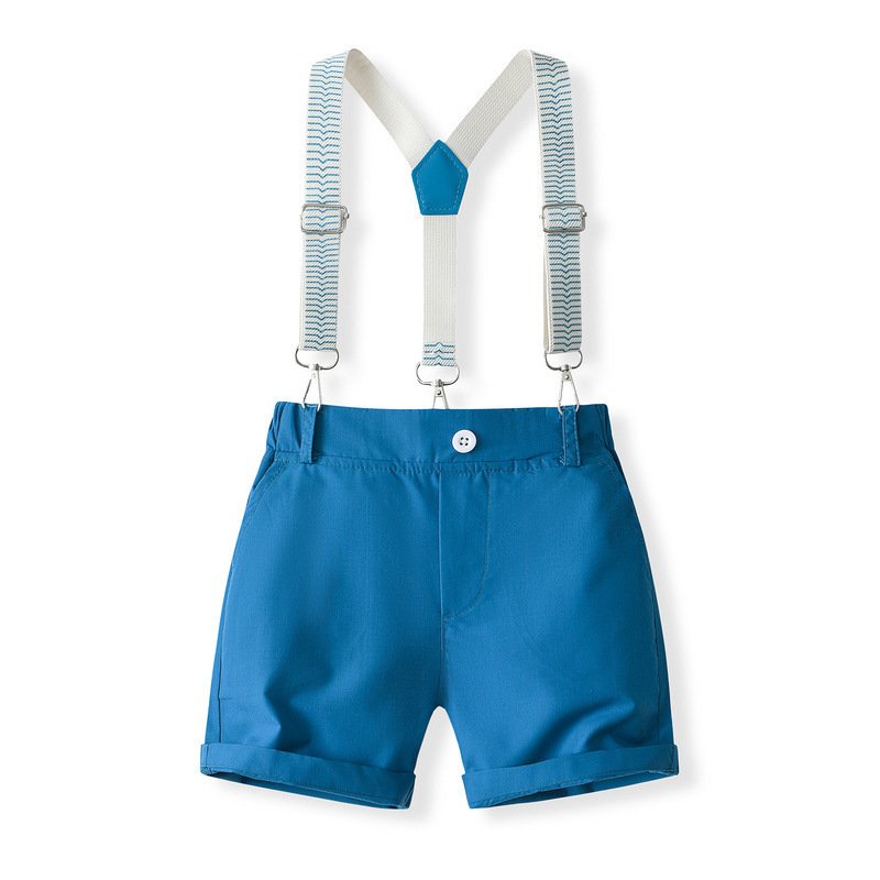 Wholesale Kids Baby Boys Clothing Sets Casual Summer Children's Clothes Set Boys Bow Tie Blue Striped Tops T Shirt and Pants