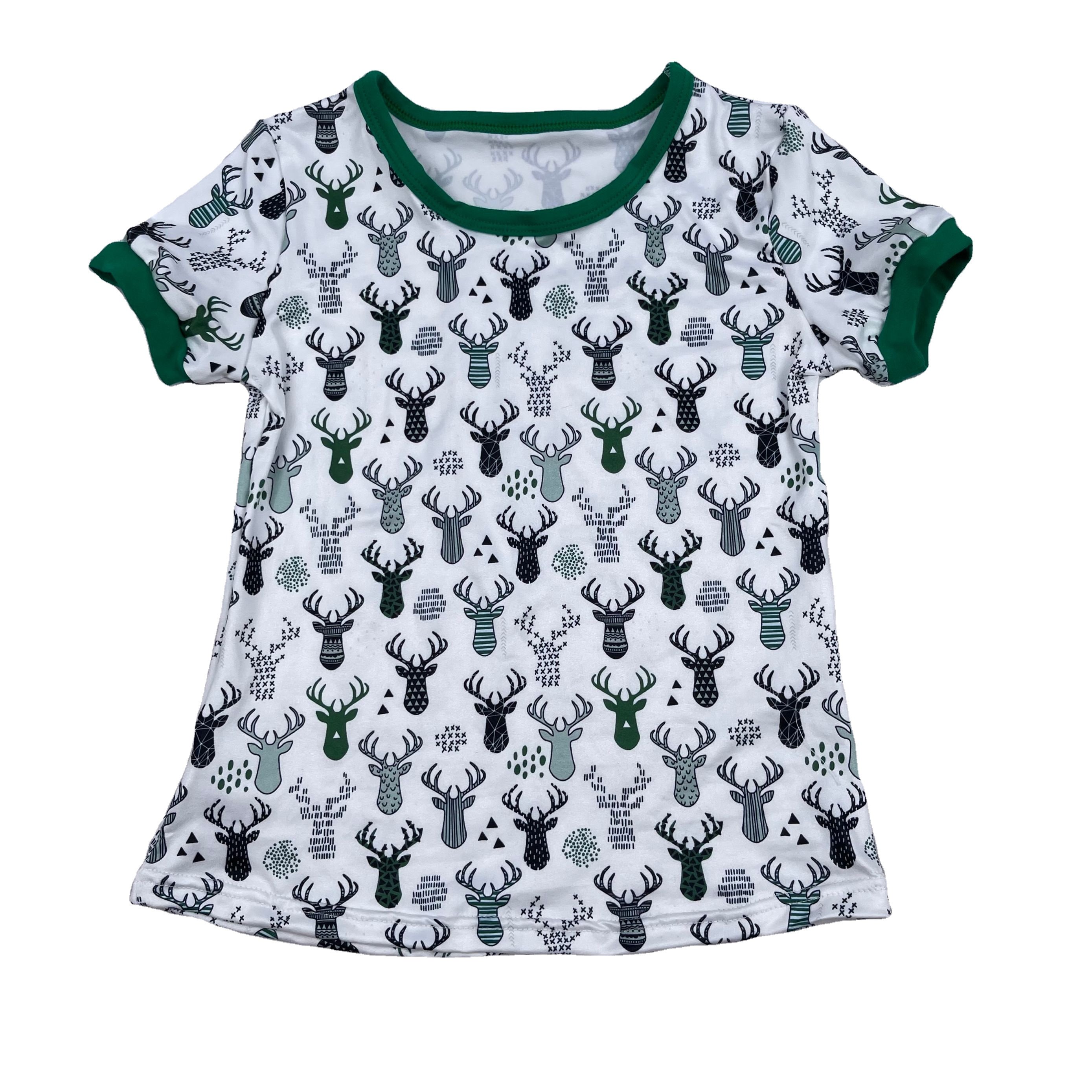 China Made Christmas Short Sleeve Comfortable Kids Pajamas Suit Children Fall 2Pcs Clothes Sets Kids Outfits