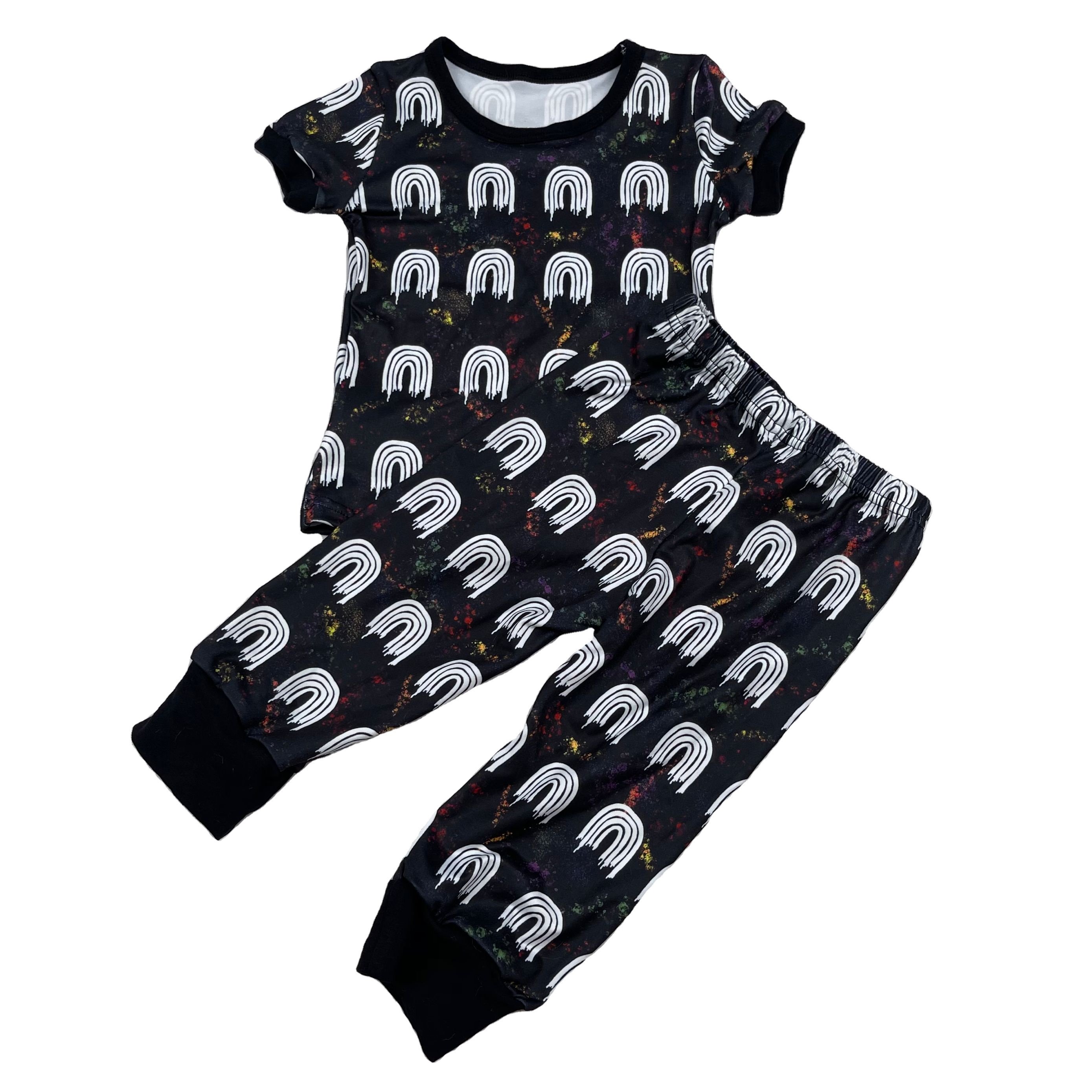China Made Christmas Short Sleeve Comfortable Kids Pajamas Suit Children Fall 2Pcs Clothes Sets Kids Outfits