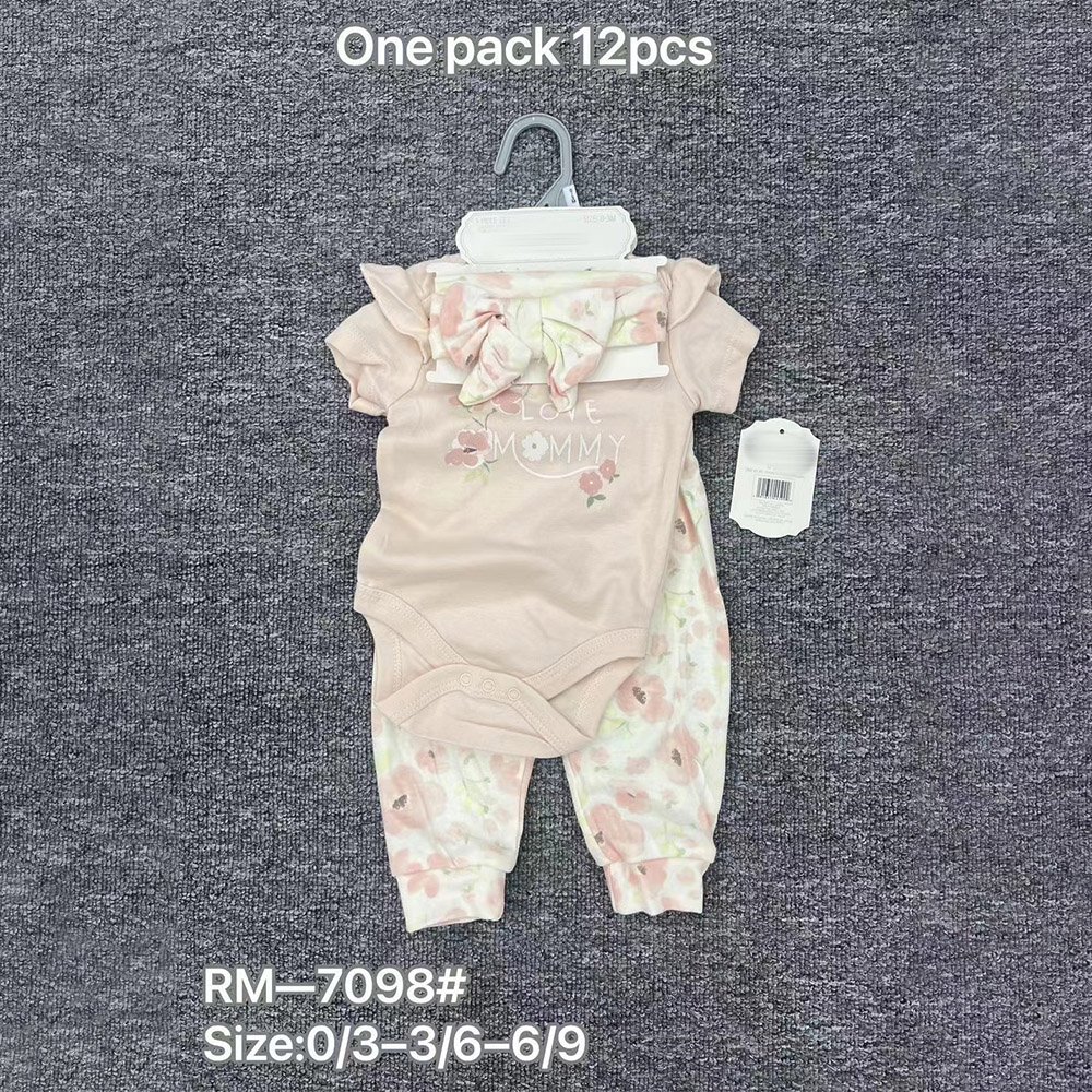 Boutique Hot Sale Summer Girl 3pcs Clothing Set Short Sleeve Solid Color Romper+Shorts And Hairband For New Born Baby