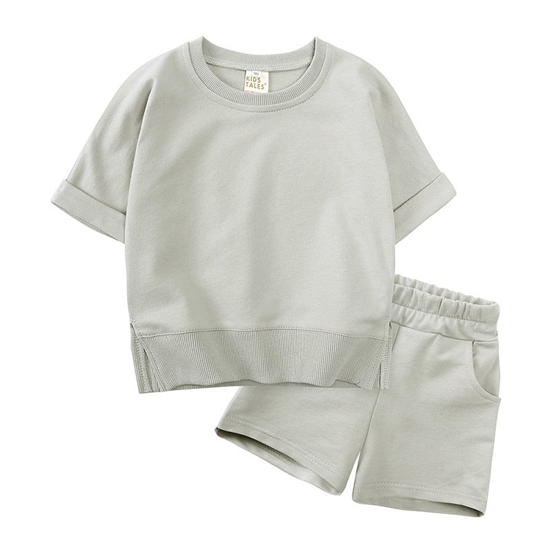 Conyson Custom Logo New 2023 Toddler Casual Summer Kids 2 Pieces Short Sleeves Boys And Girls Clothing Jogger 1-7Y Kids Sets