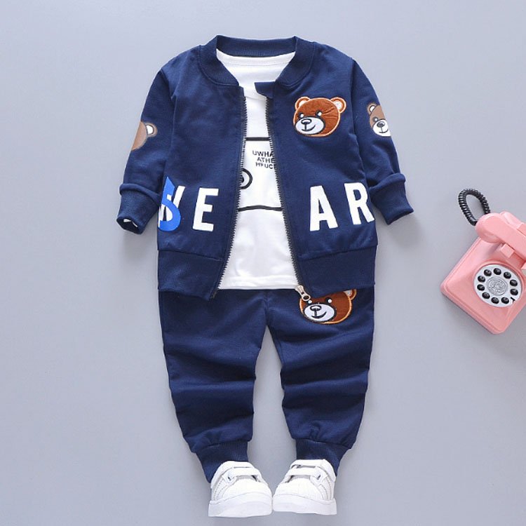 Autumn new t-shirt coat sweatshirt 3-piece set kids clothing suit baby boys girls clothes