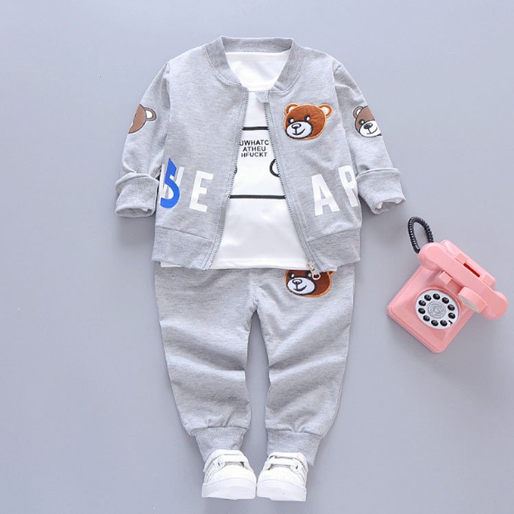 Autumn new t-shirt coat sweatshirt 3-piece set kids clothing suit baby boys girls clothes