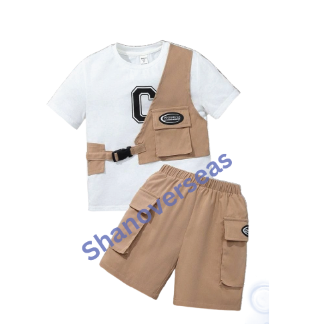 Wholesale High Quality Kids Boys Cotton T Shirt Nicker Nice Style Cotton Clothing Boys Summer Cotton Shirt Nicker Manufacturer