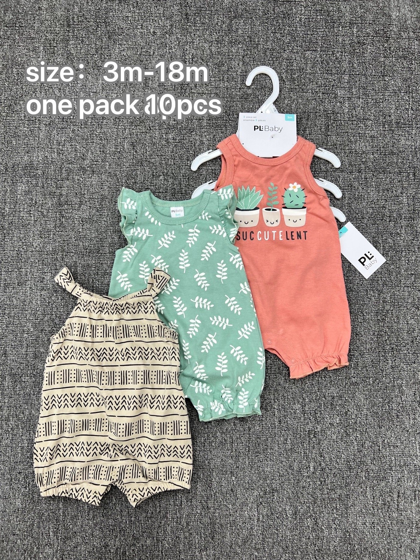 Male and Female Baby Jumpsuits Lightweight Cotton Short-Sleeved Pajamas Casual Summer Toddler's Clothing 3pcs Set