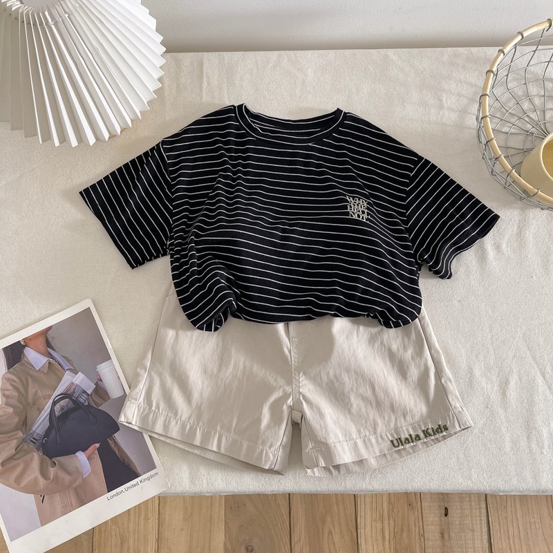 Summer Short Sleeve Children clothing set 2Pcs Striped top Shorts Suit Kids Boys clothing set