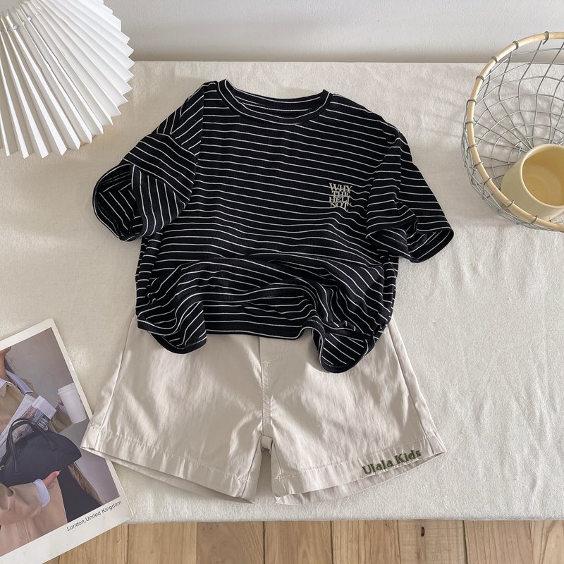 Summer Short Sleeve Children clothing set 2Pcs Striped top Shorts Suit Kids Boys clothing set
