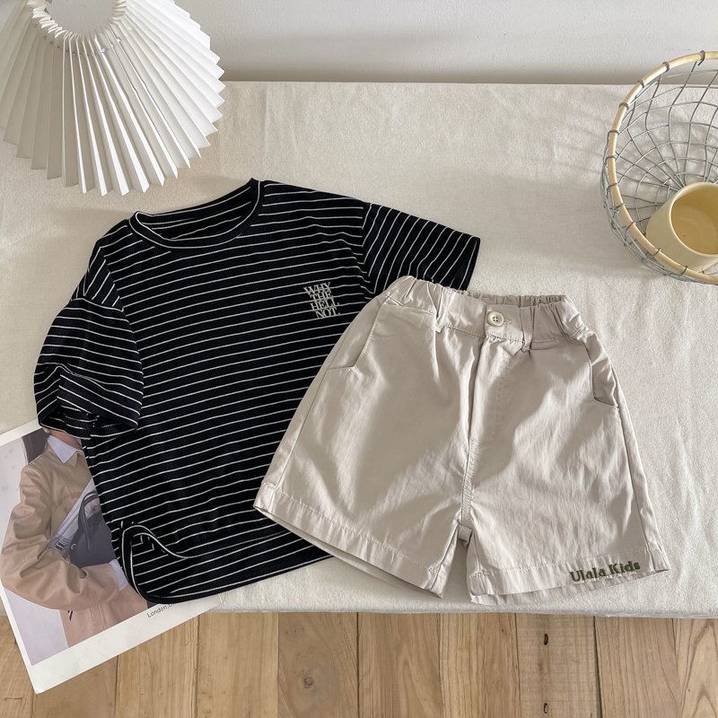 Summer Short Sleeve Children clothing set 2Pcs Striped top Shorts Suit Kids Boys clothing set