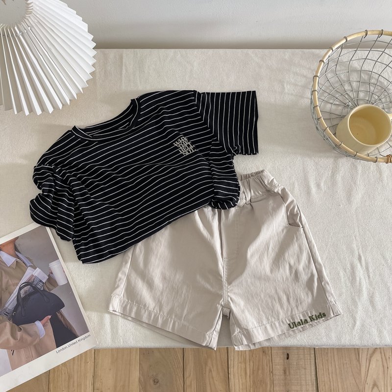 Summer Short Sleeve Children clothing set 2Pcs Striped top Shorts Suit Kids Boys clothing set