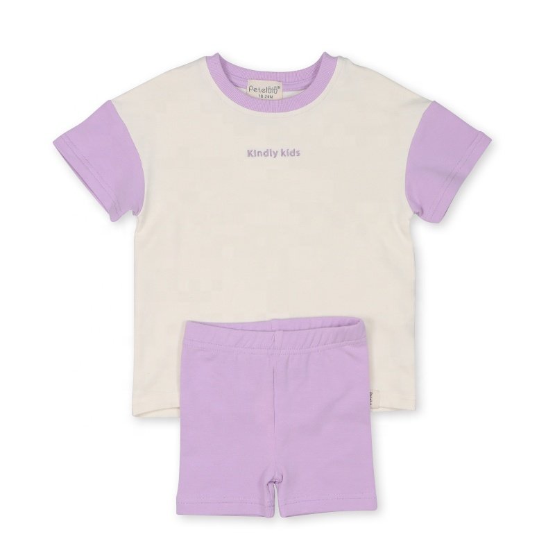 Kids Clothing Toddler Boys Clothing Organic Cotton Baby Clothing Sets Plain Summer Short Sleeve Shirt Pant Set 12-18 Months