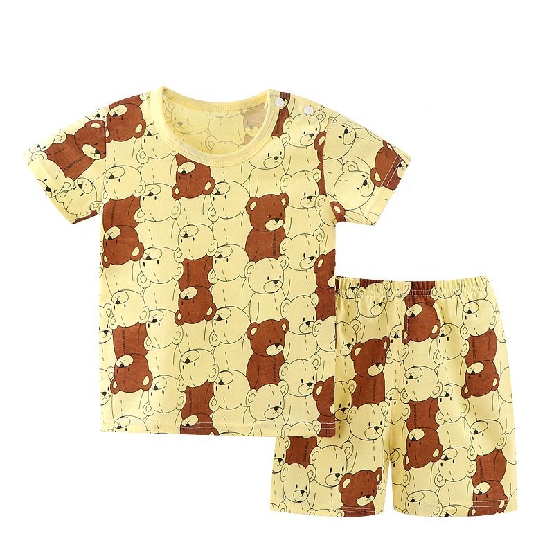 OEM ODM Infants Cartoon Printed Clothing Sets Baby Boys Girls Summer Shirts Shorts Children Clothes With Many Colors
