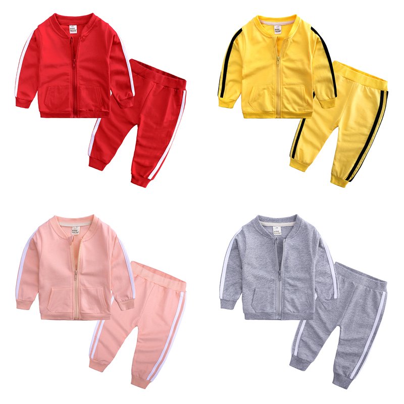 Infants clothing baby clothing set baby tracksuits 4 colors french terry sweat suit zipper cotton tracksuit baby sweatsuit set