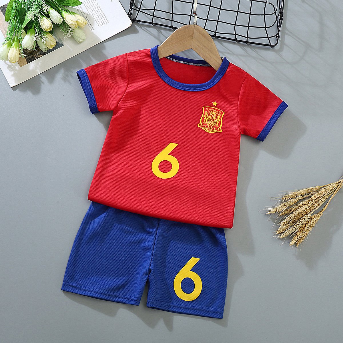 Children's football uniform boys and girls summer jersey training suit 1-12 years old short-sleeved T-shirt mesh breathable suit
