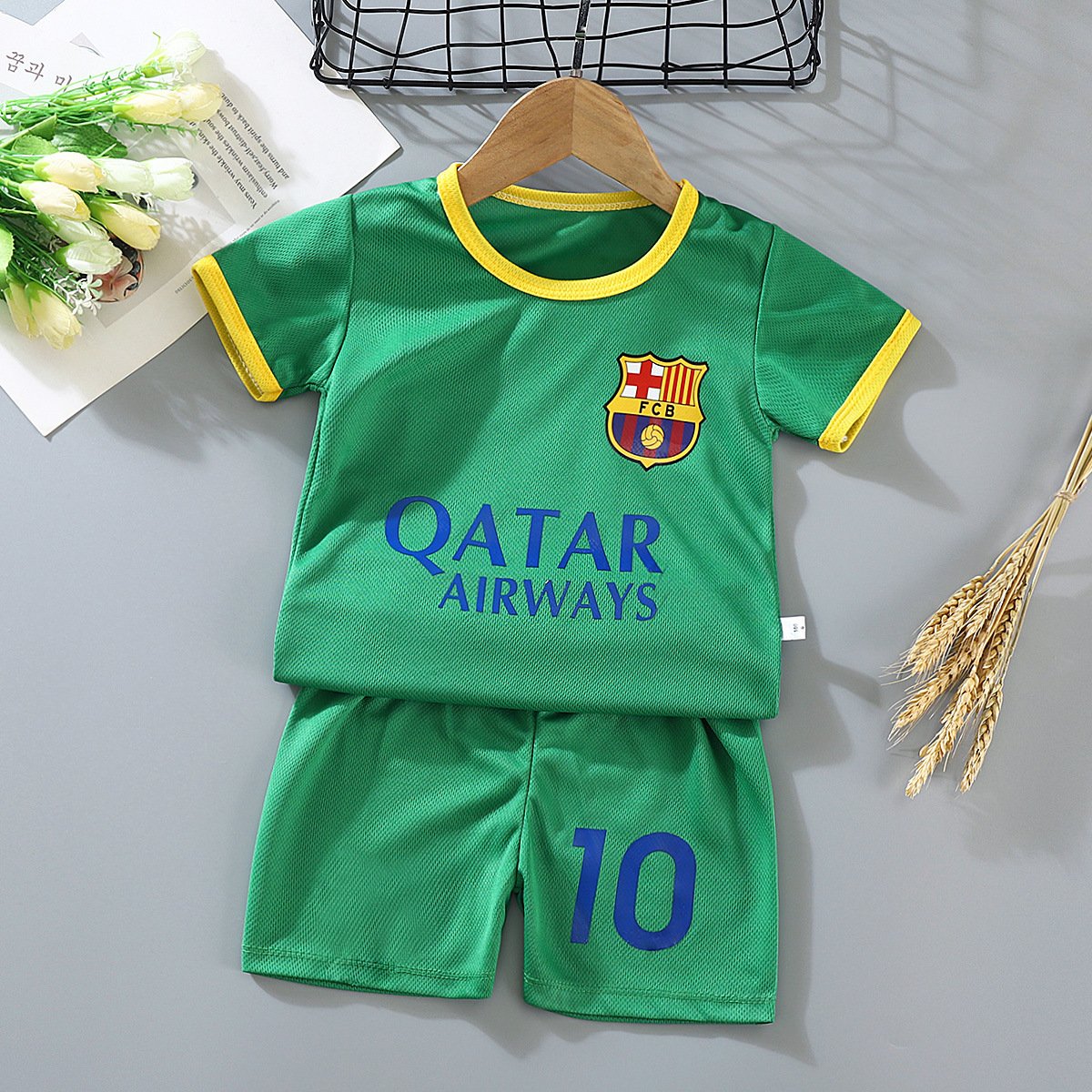 Children's football uniform boys and girls summer jersey training suit 1-12 years old short-sleeved T-shirt mesh breathable suit