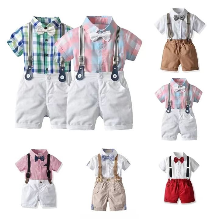 Boys' summer suit cotton kids short sleeve two-piece set baby pop kids baby clothes summer thin boy baby set