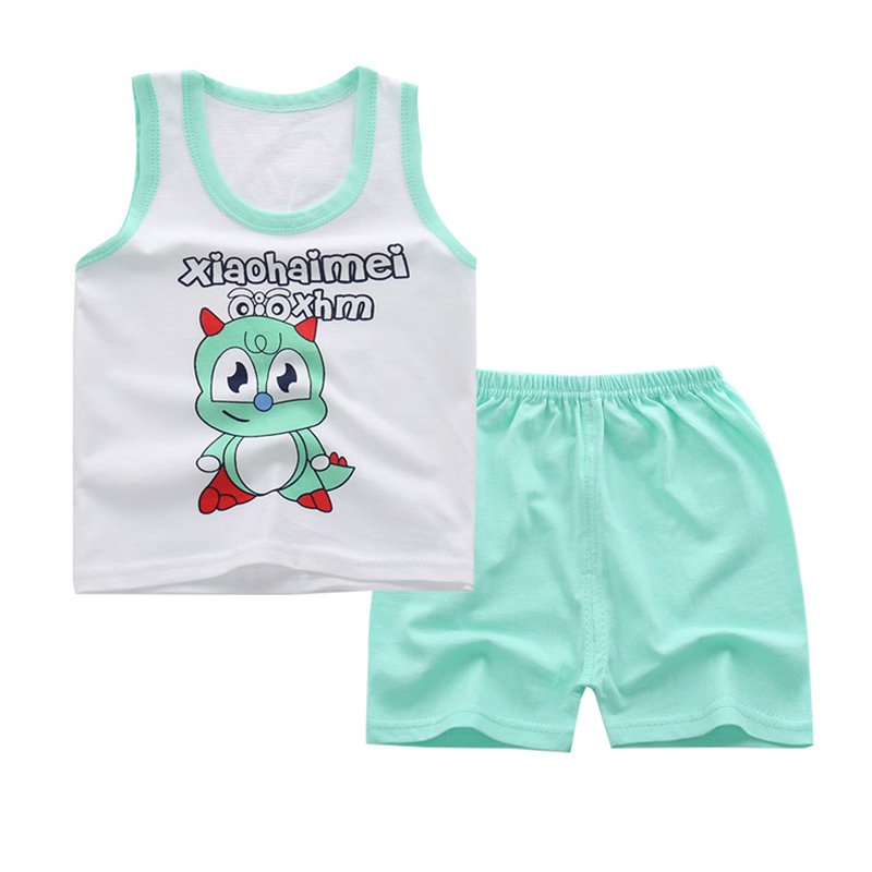 Fashion clothes short sleeve set for children sleeveless boys girls plain cotton blank polyester t shirt short pant set
