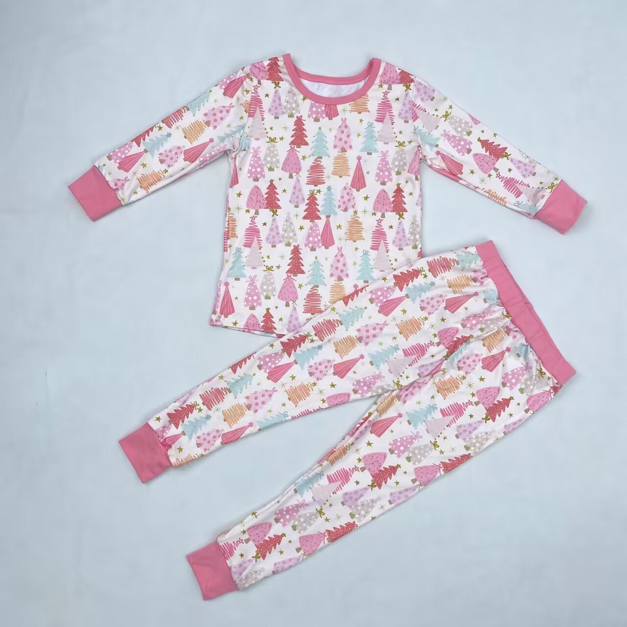 Qingli Oem Baby Pajama Set Bamboo Material Sleepwear Children Custom Print Comfortable Pajamas Set Outfit