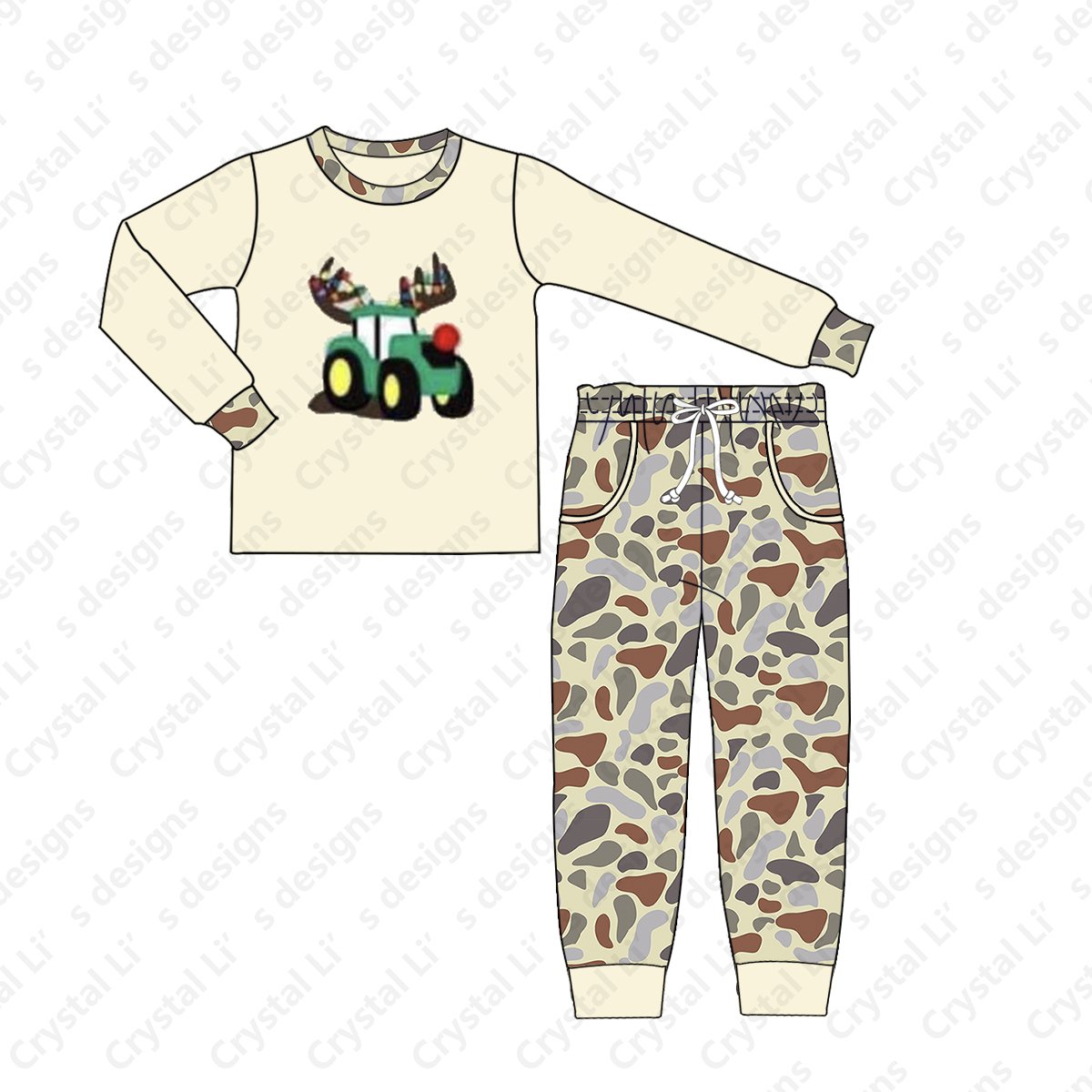 Custom Christmas Boy Clothes Long Sleeve Toddler Boy Clothes Cotton Christmas Boy Clothing Sets