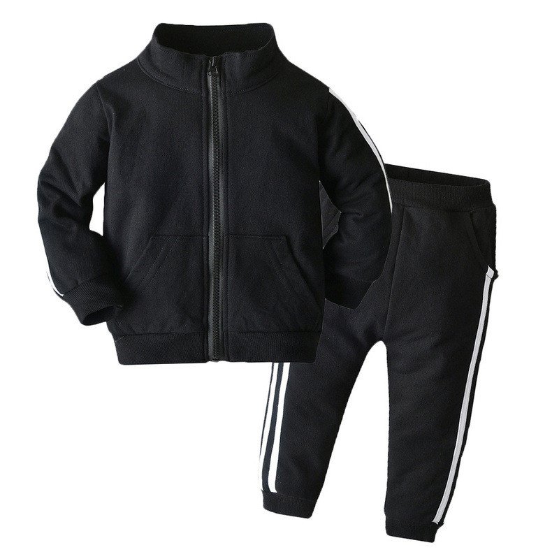boy's clothing sets solid stripe customize zipper casual 2pcs boys jogger sets pants little boy joggers plain kids clothing