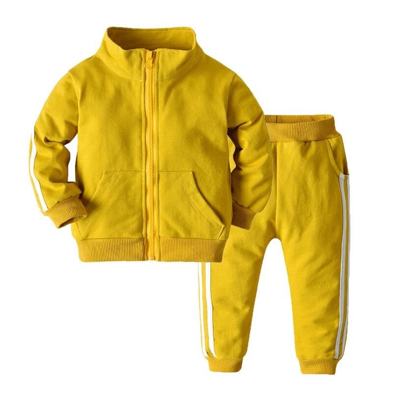 boy's clothing sets solid stripe customize zipper casual 2pcs boys jogger sets pants little boy joggers plain kids clothing
