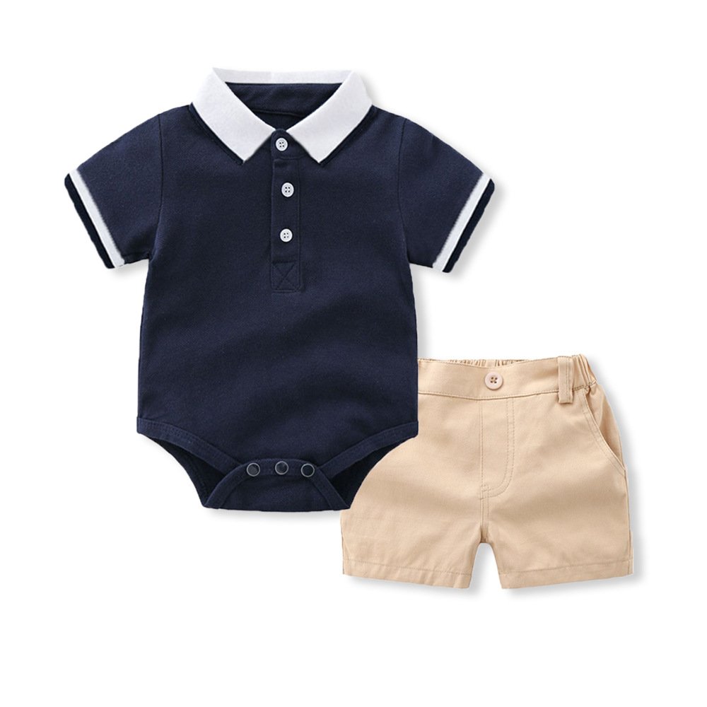 2023 new baby boy clothes set children summer polo romper short 2pcs suit holiday boy clothing sets
