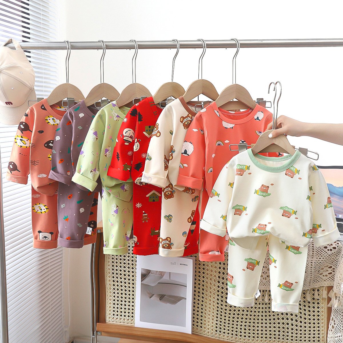 Children's pajamas set spring 95% cotton baby underwear boys homewear girls long Johns children's clothing wholesale