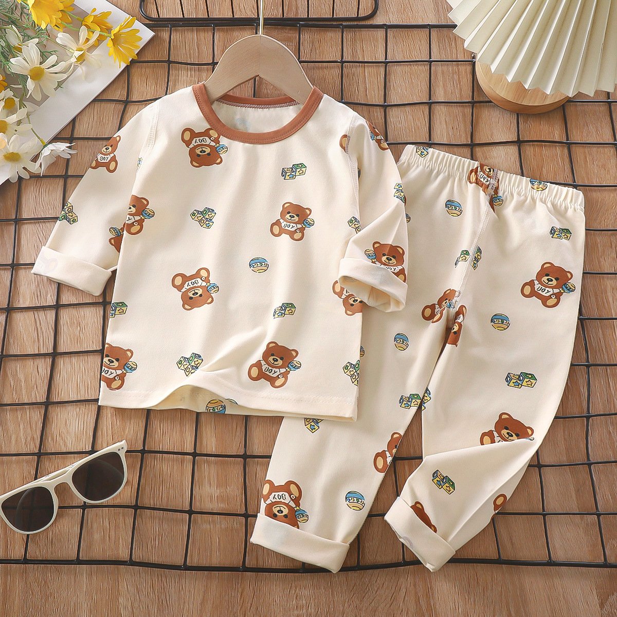 Children's pajamas set spring 95% cotton baby underwear boys homewear girls long Johns children's clothing wholesale