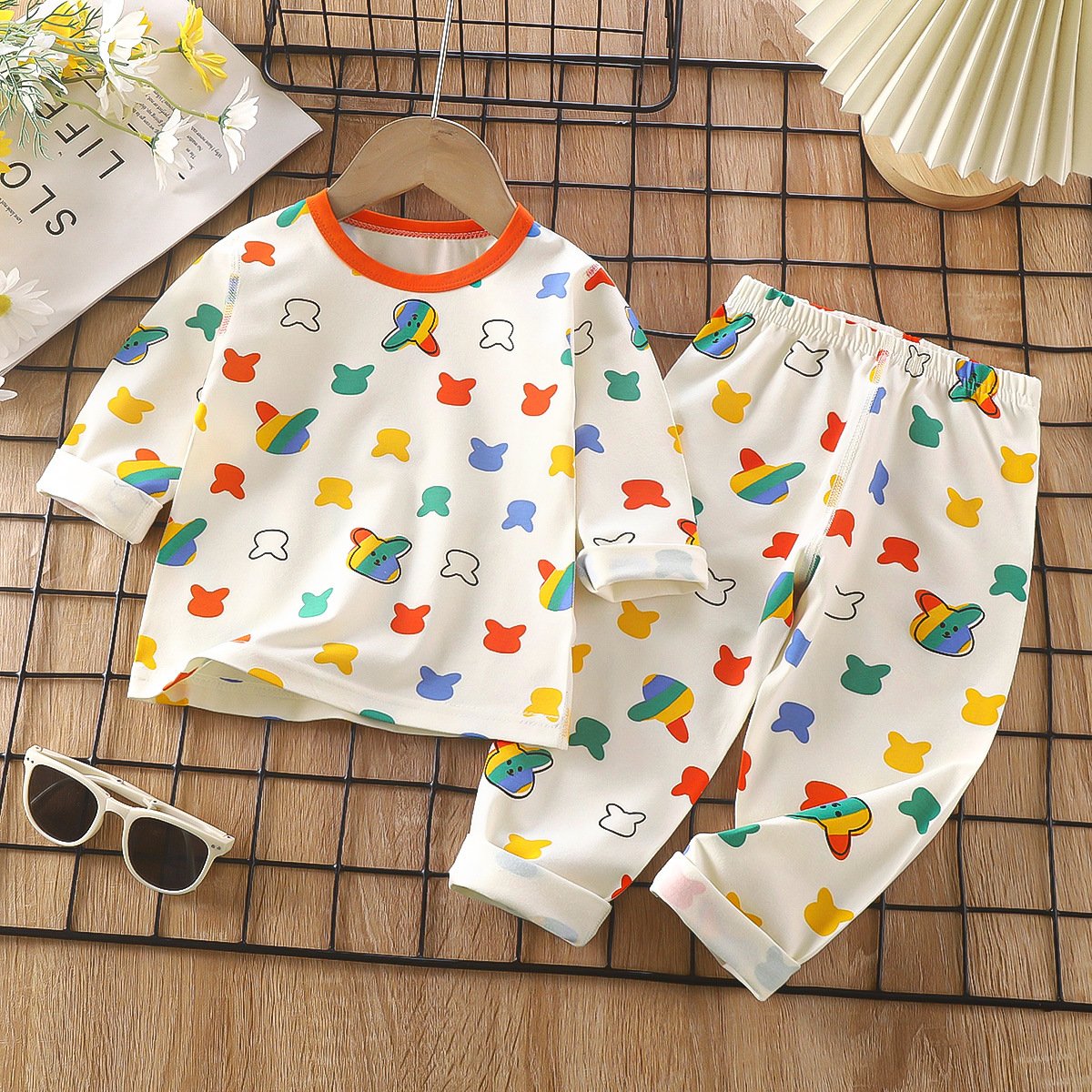 Children's pajamas set spring 95% cotton baby underwear boys homewear girls long Johns children's clothing wholesale