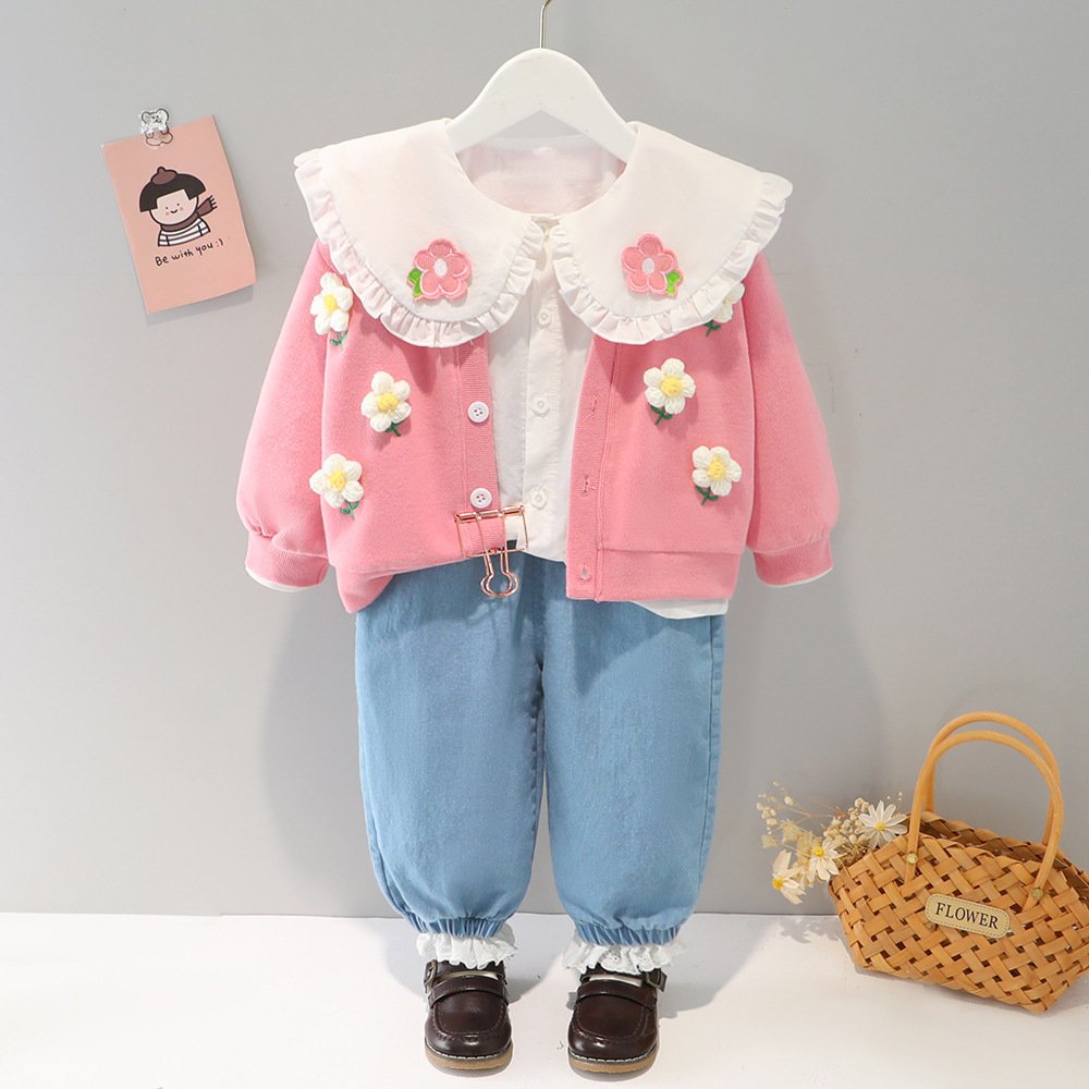 Newborn Baby Clothes One Set For 70-110cm Baby Long Sleeve Coat With Pants Kids Clothes Sets