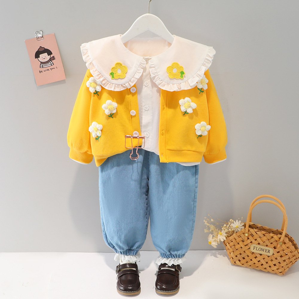 Newborn Baby Clothes One Set For 70-110cm Baby Long Sleeve Coat With Pants Kids Clothes Sets