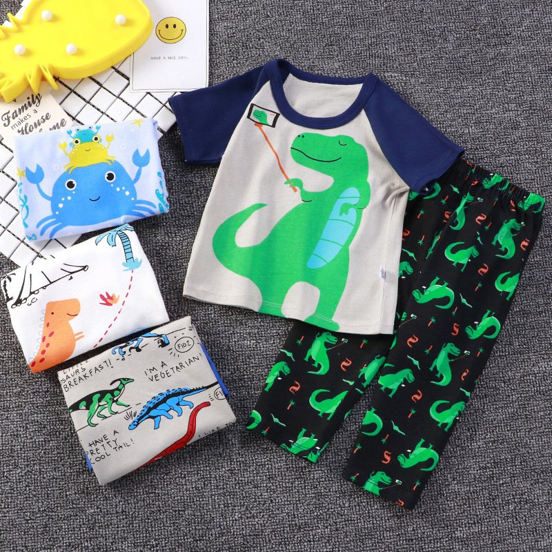 Kids Clothing Wholesale Children's Short Sleeve Summer Pure Cotton Kids Pajama Set Baby Boy Clothing Set