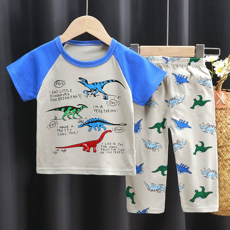 Kids Clothing Wholesale Children's Short Sleeve Summer Pure Cotton Kids Pajama Set Baby Boy Clothing Set